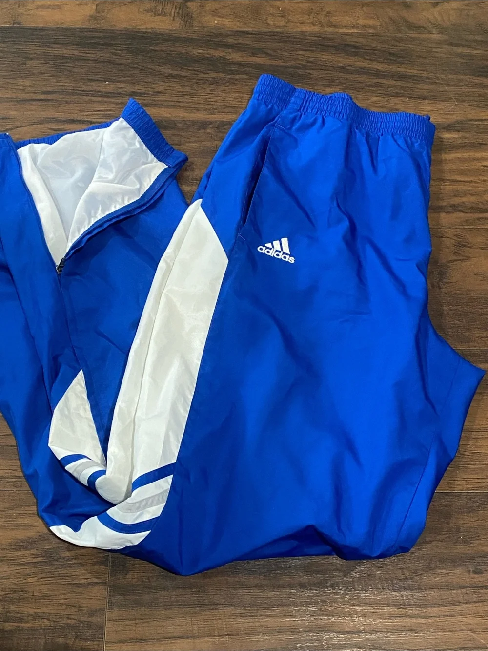 Vintage adidas Royal Blue and White Men's Track Pants